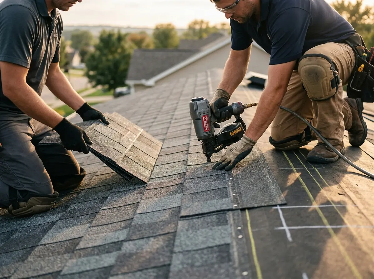 Professional roofer working on a residential roof in Redondo Beach